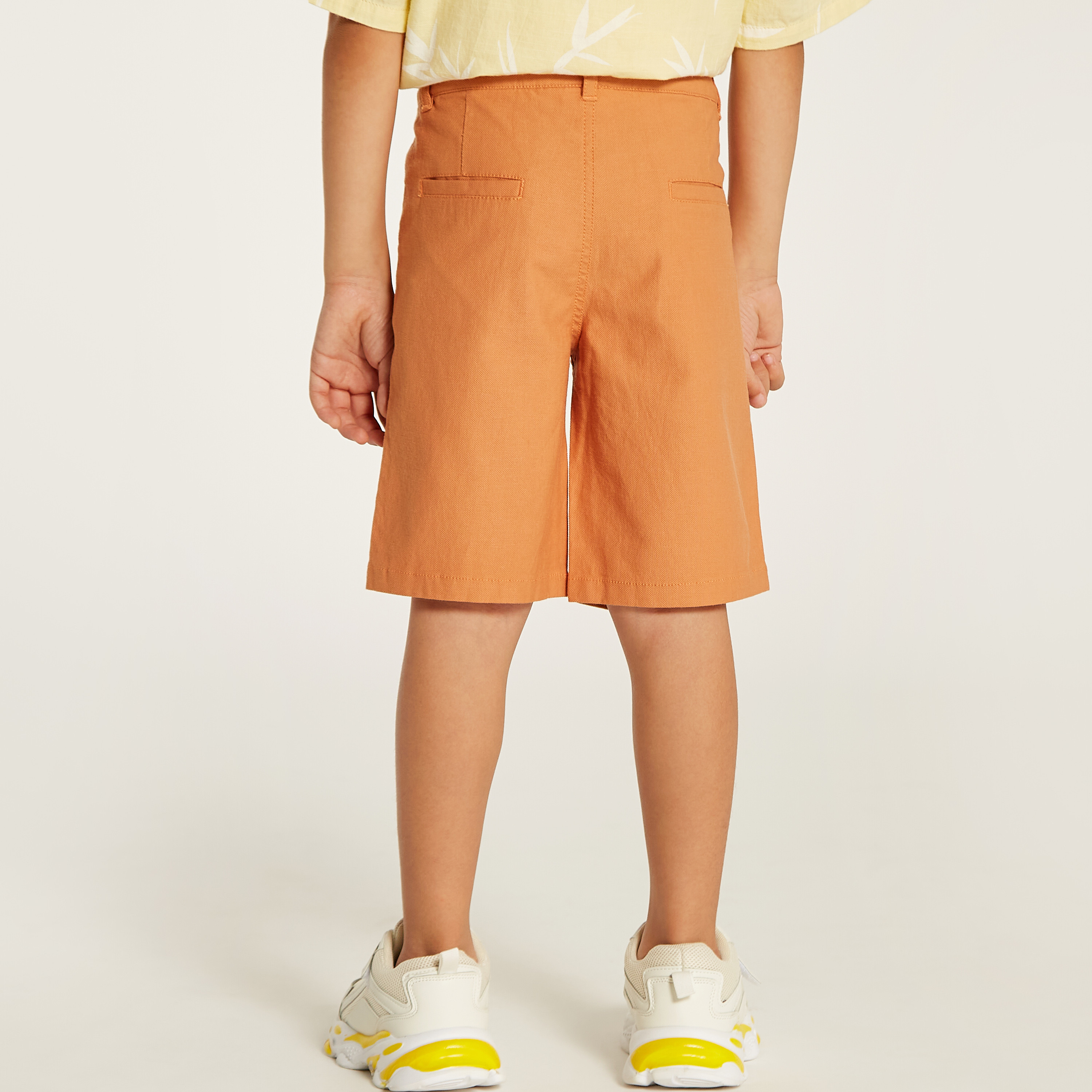 Juniors Solid Mid-Rise Shorts with Button Closure and Pockets-baby-boys-clothing-bottoms-shorts-image-5
