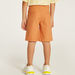 Juniors Solid Mid-Rise Shorts with Button Closure and Pockets-Shorts-thumbnail-4