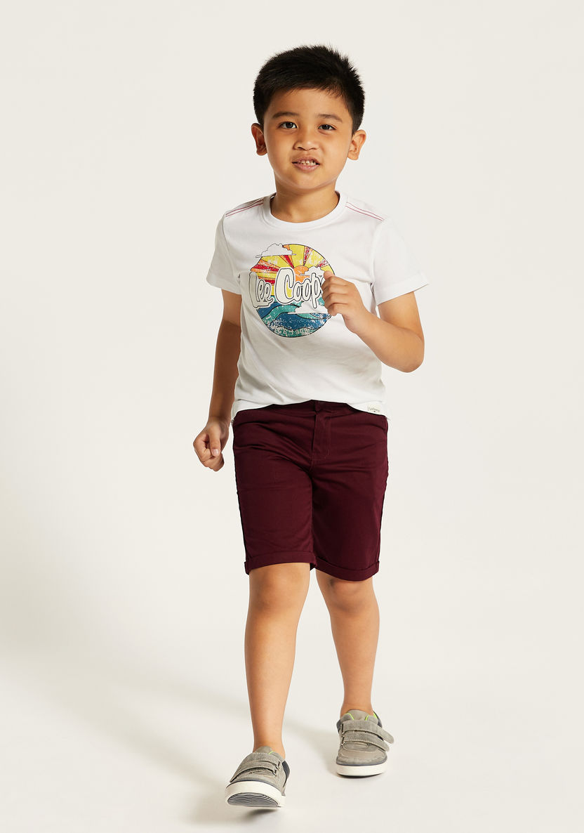 Juniors Solid Shorts with Button Closure and Pockets-Shorts-image-1