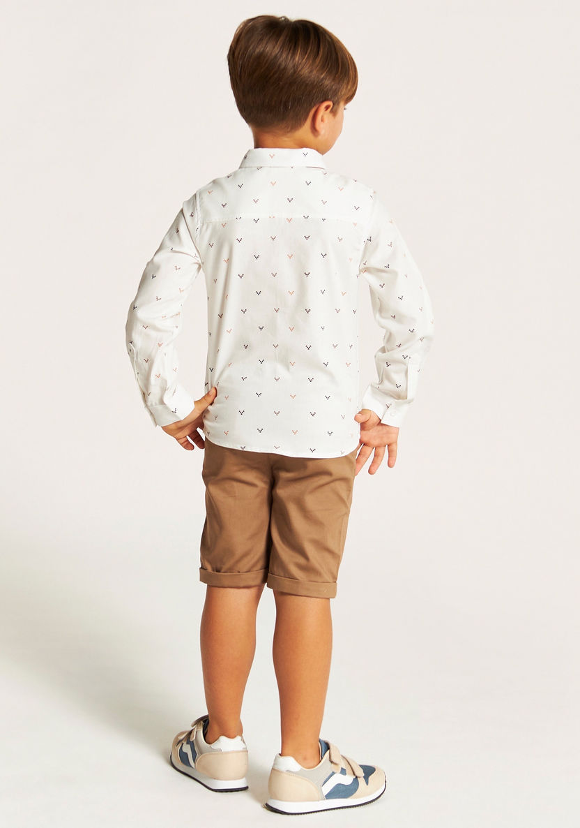Juniors Printed Shirt with Shorts and Bow Tie-Clothes Sets-image-4