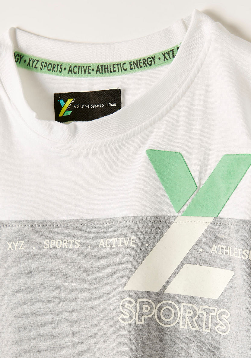 XYZ Printed T-shirt with Round Neck and Short Sleeves-Tops-image-1