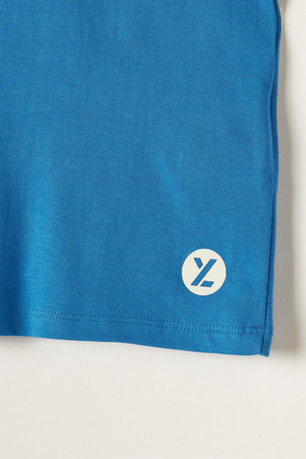 XYZ Panelled T-shirt with Crew Neck and Short Sleeves