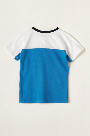 XYZ Panelled T-shirt with Crew Neck and Short Sleeves