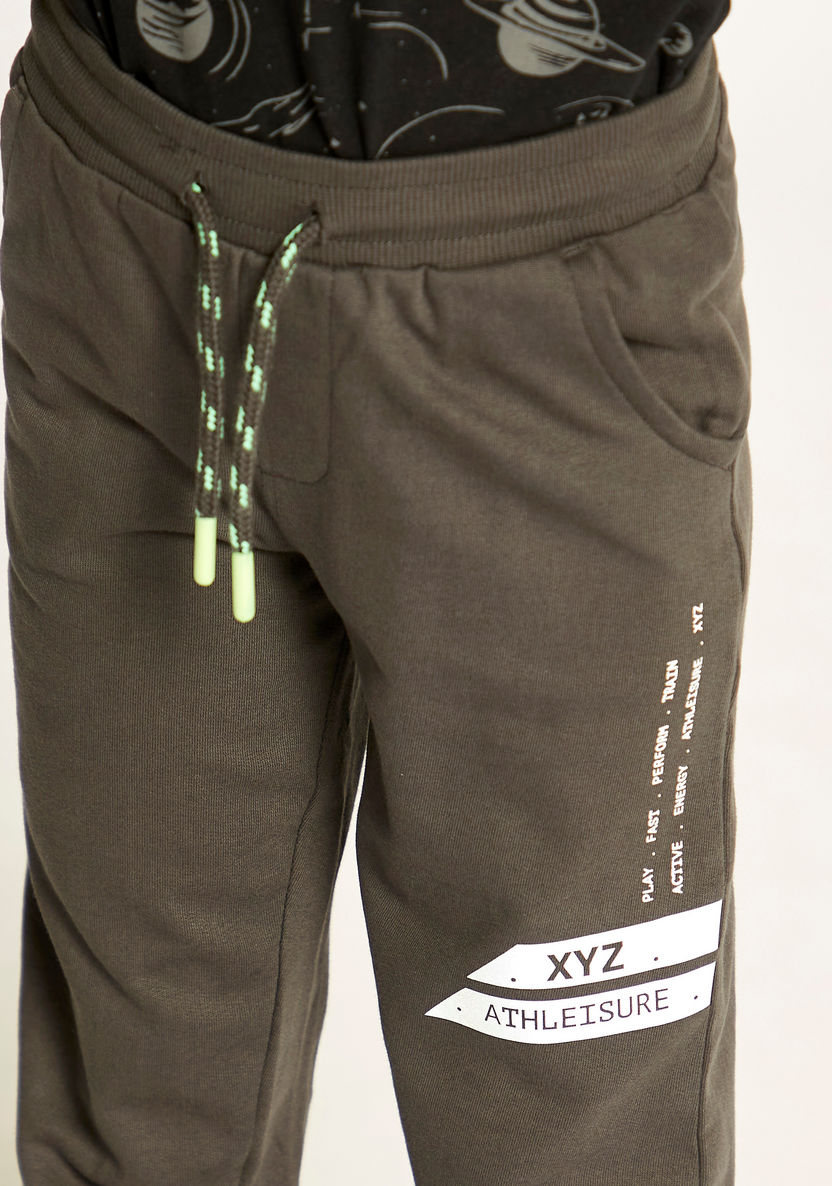 XYZ Printed Joggers with Drawstring Closure and Pockets-Joggers-image-2