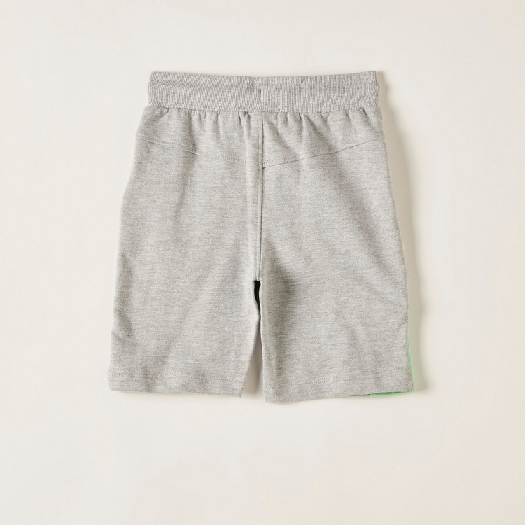 XYZ Printed Shorts with Drawstring Closure and Pockets