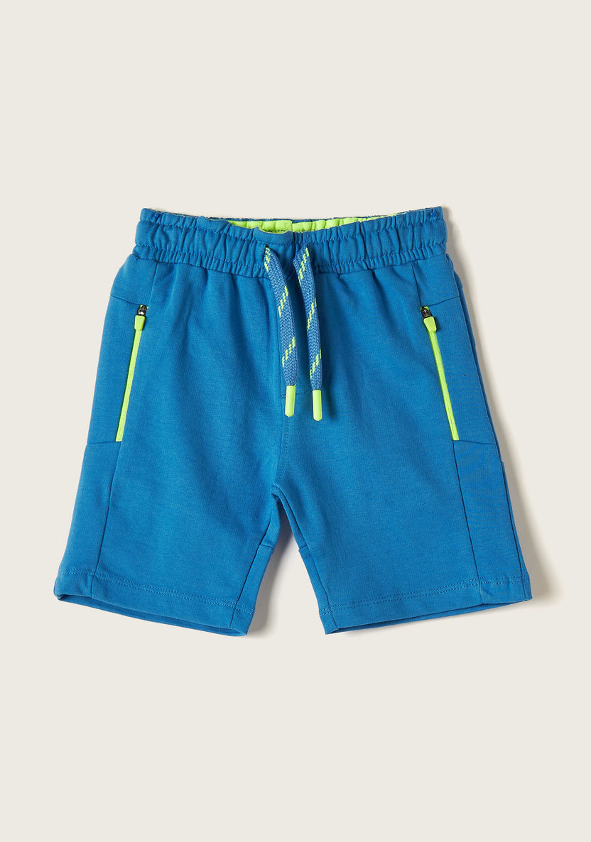 XYZ Solid Shorts with Drawstring Closure and Pockets-Bottoms-image-0