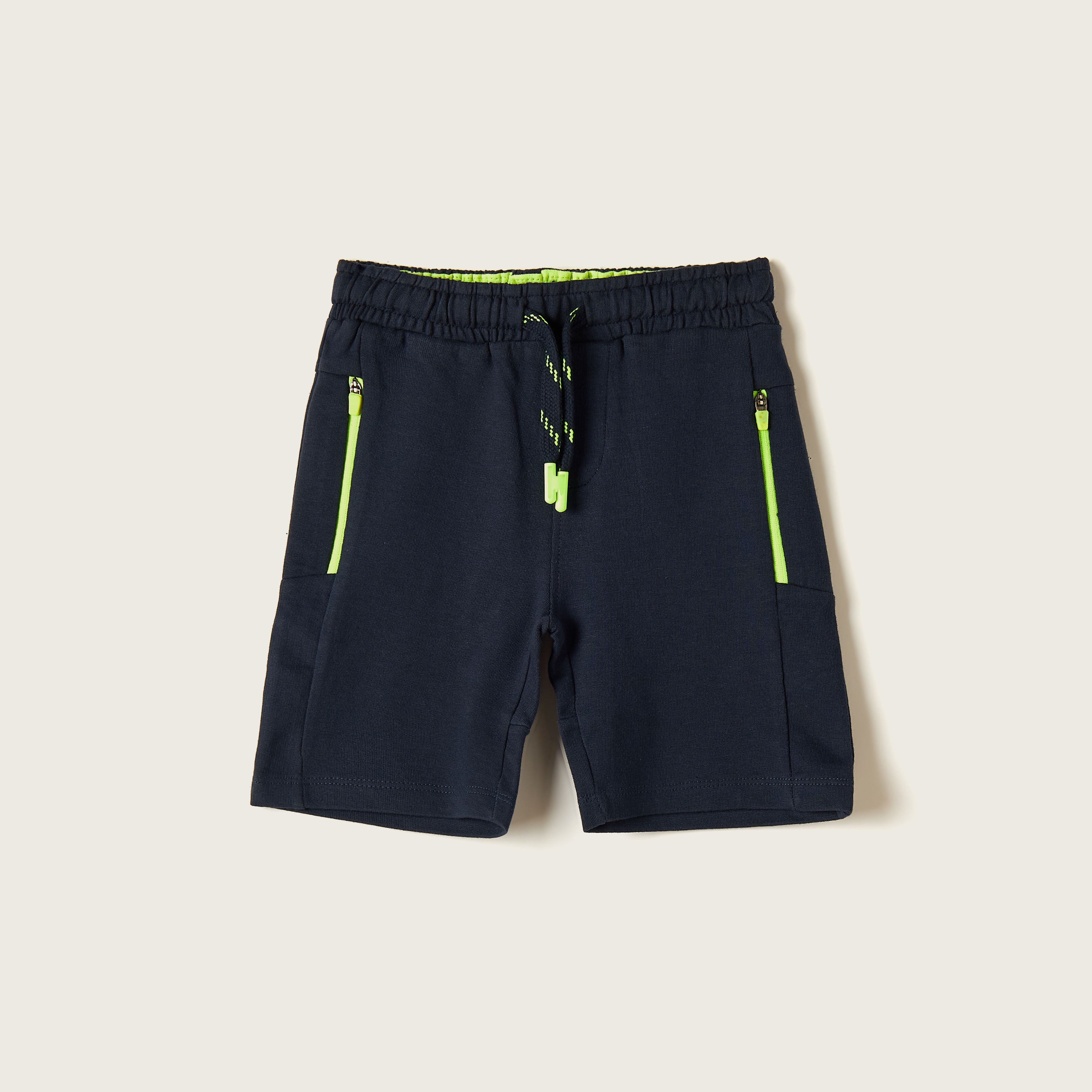 XYZ Solid Shorts with Drawstring Closure and Pockets-baby-boys-clothing-sportswear-bottoms-image-1
