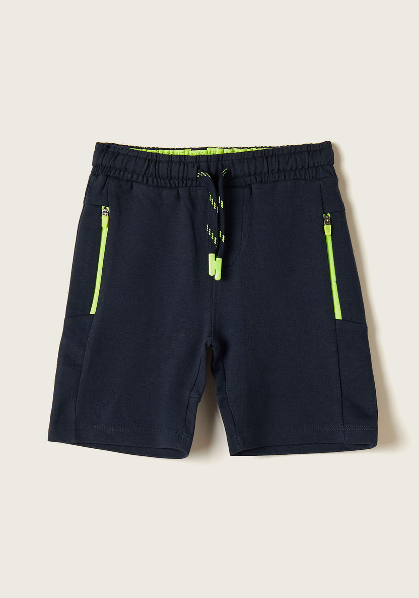 XYZ Solid Shorts with Drawstring Closure and Pockets-Shorts-image-0