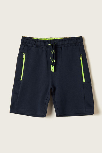 XYZ Solid Shorts with Drawstring Closure and Pockets