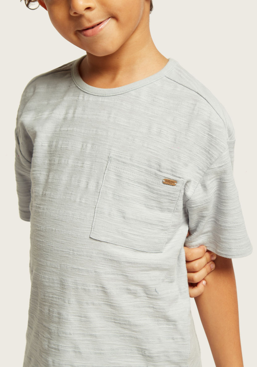 Eligo Striped T-shirt with Short Sleeves and Pocket-T Shirts-image-2