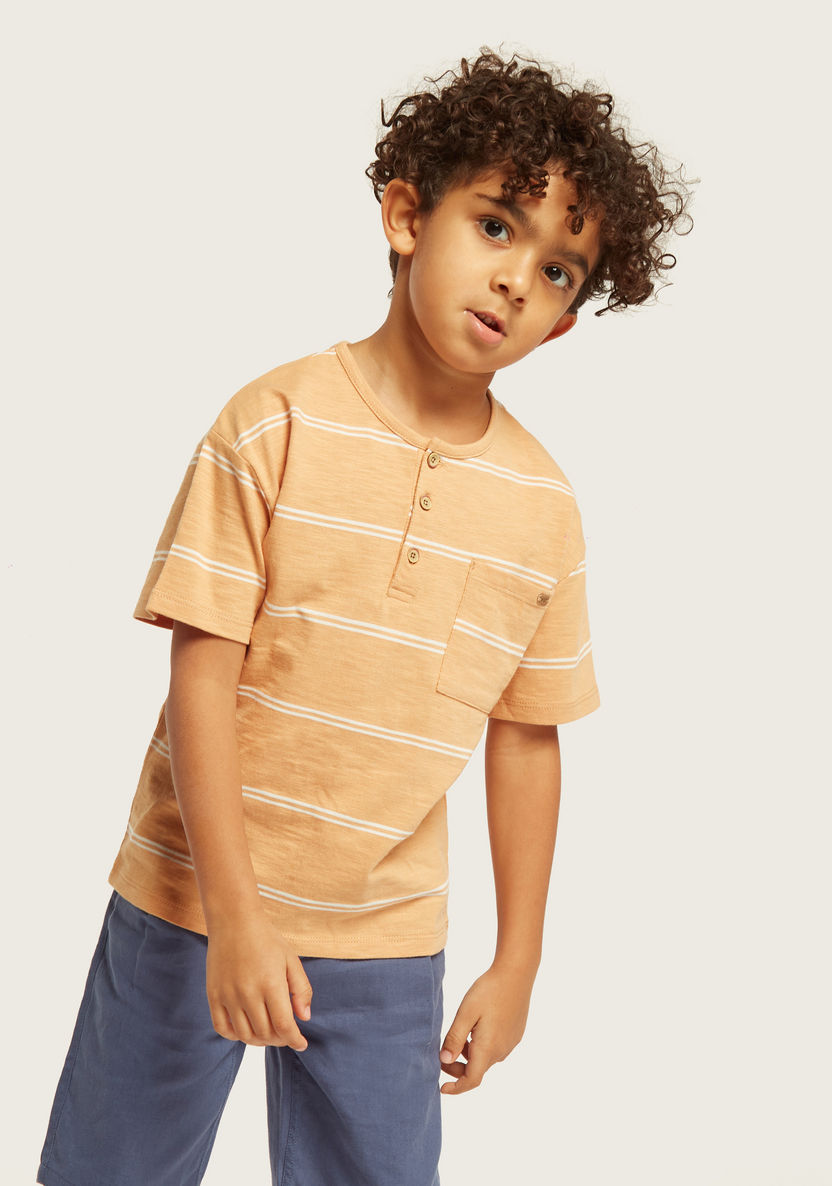 Eligo Striped T-shirt with Short Sleeves and Pocket-T Shirts-image-1