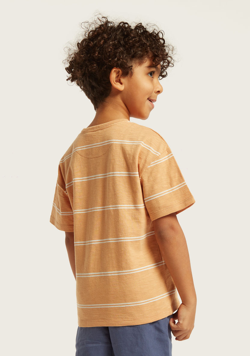 Eligo Striped T-shirt with Short Sleeves and Pocket-T Shirts-image-3