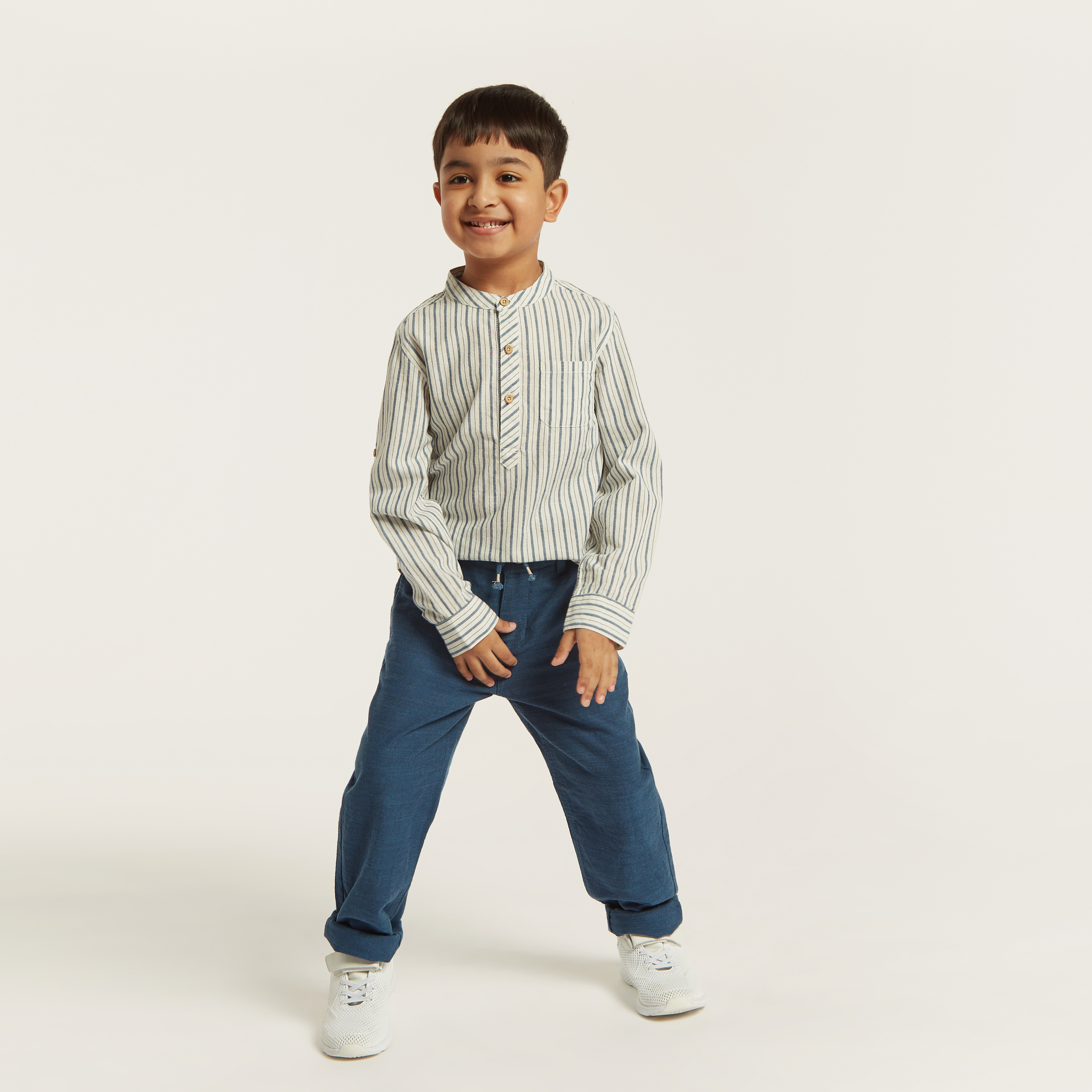 Eligo Striped Shirt with Long Sleeves-boys-clothing-shirts-image-1