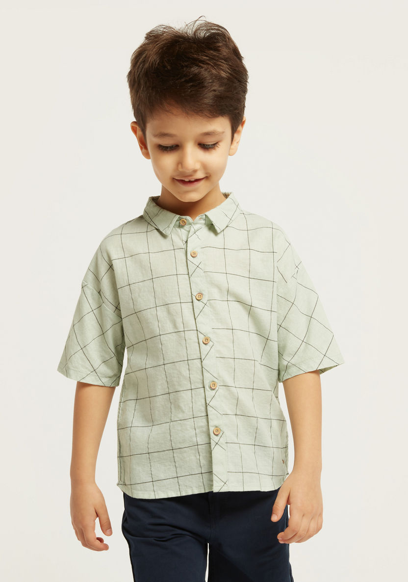 Checked Shirt with Short Sleeves and Button Closure-Shirts-image-1