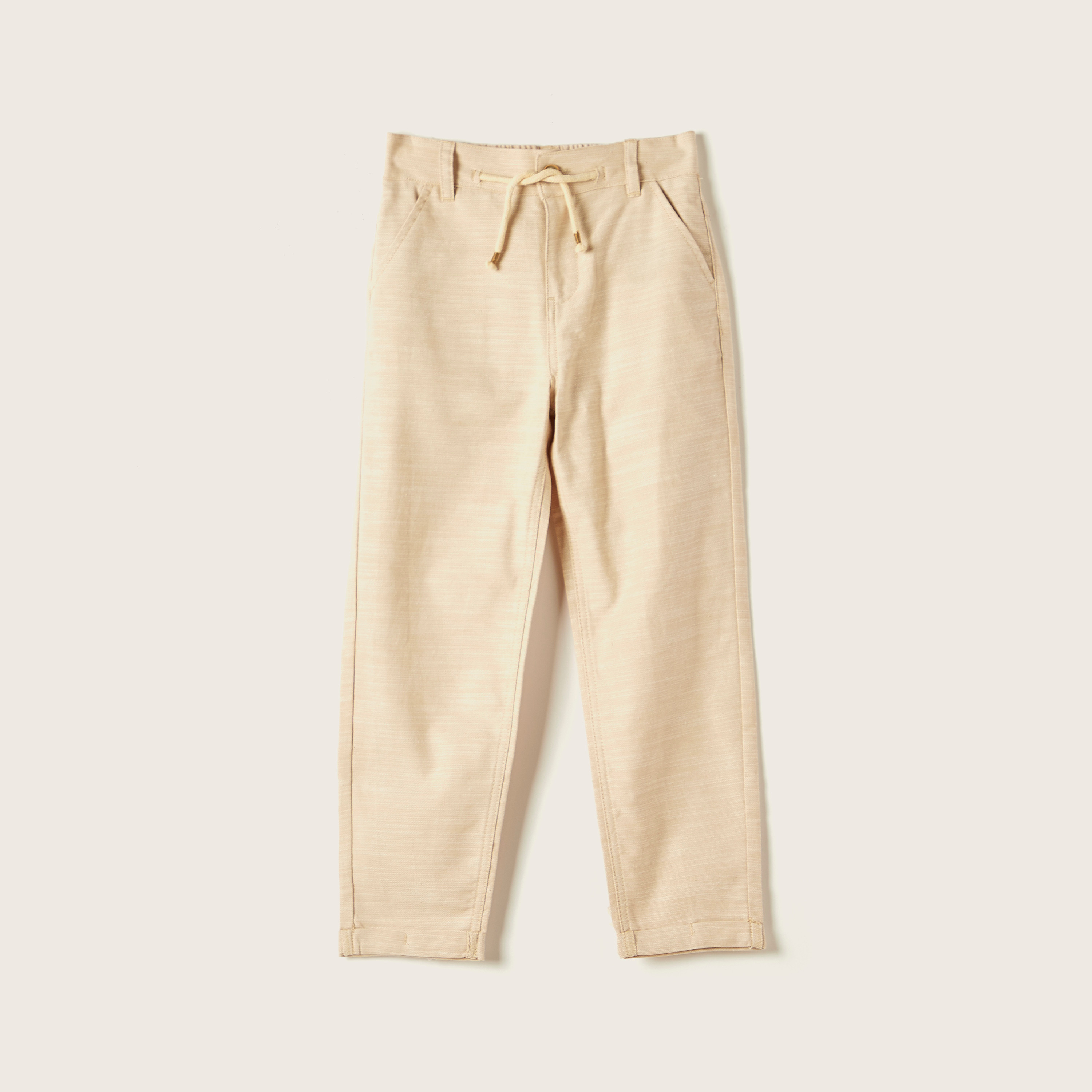 بنطلون منسوج سادة بجيوب وأزرار إغلاق-boys-clothing-bottoms-trousers-image-1