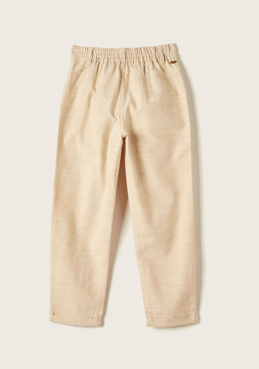 Solid Woven Pants with Pocket Detail and Button Closure-Pants-image-2