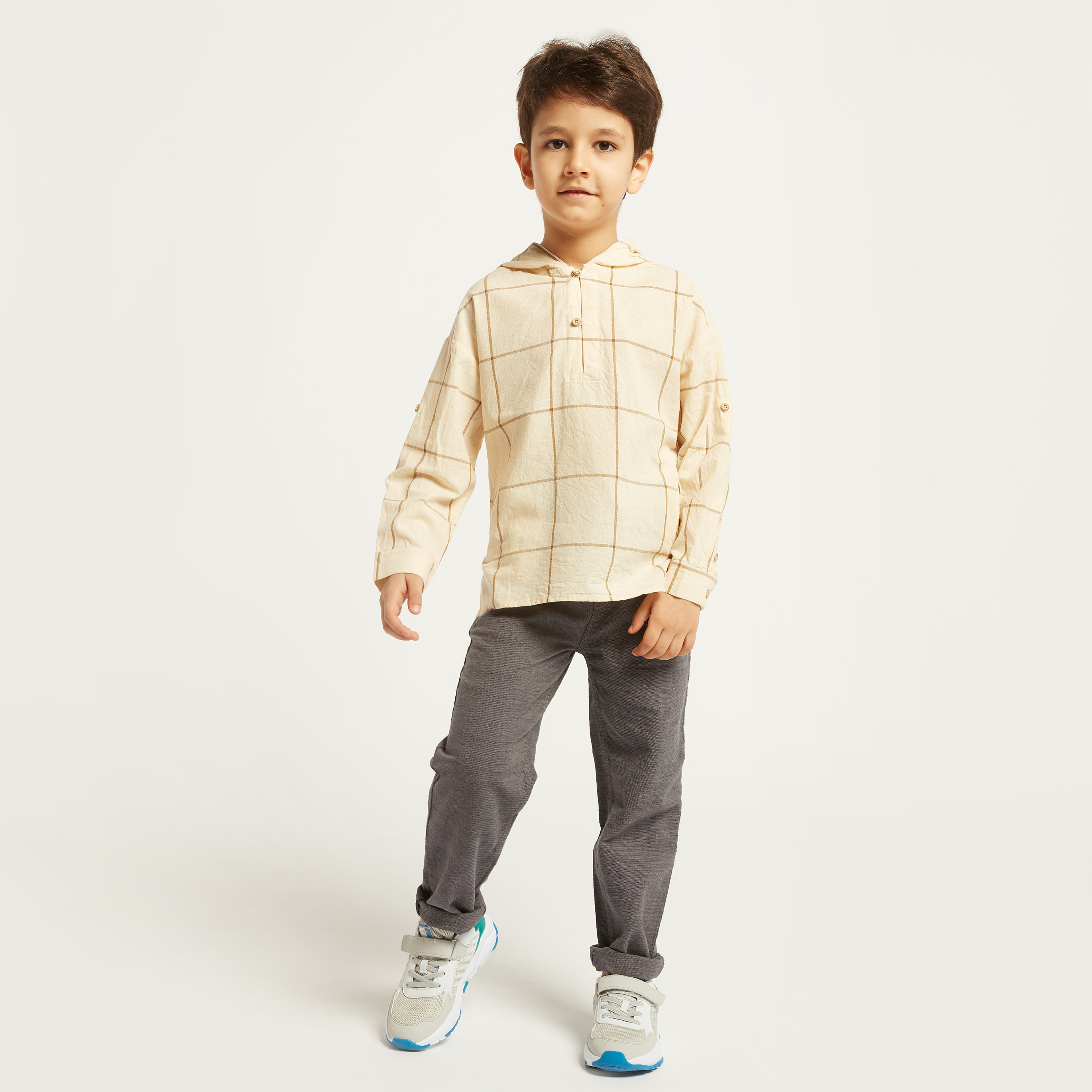 Eligo Solid Woven Pants with Pocket Detail and Button Closure-boys-clothing-bottoms-trousers-image-2