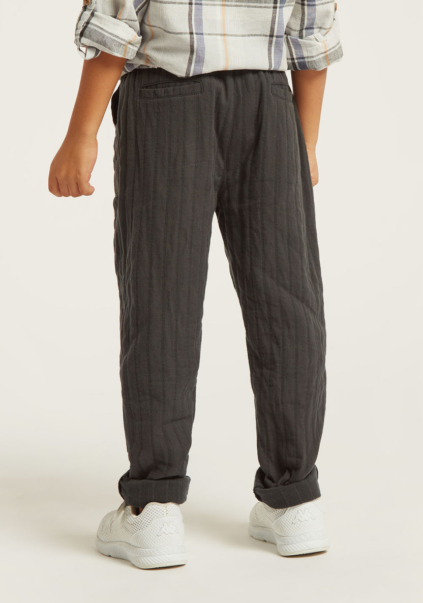 Textured Pants with Elasticated Drawstring Closure and Pockets-Pants-image-3