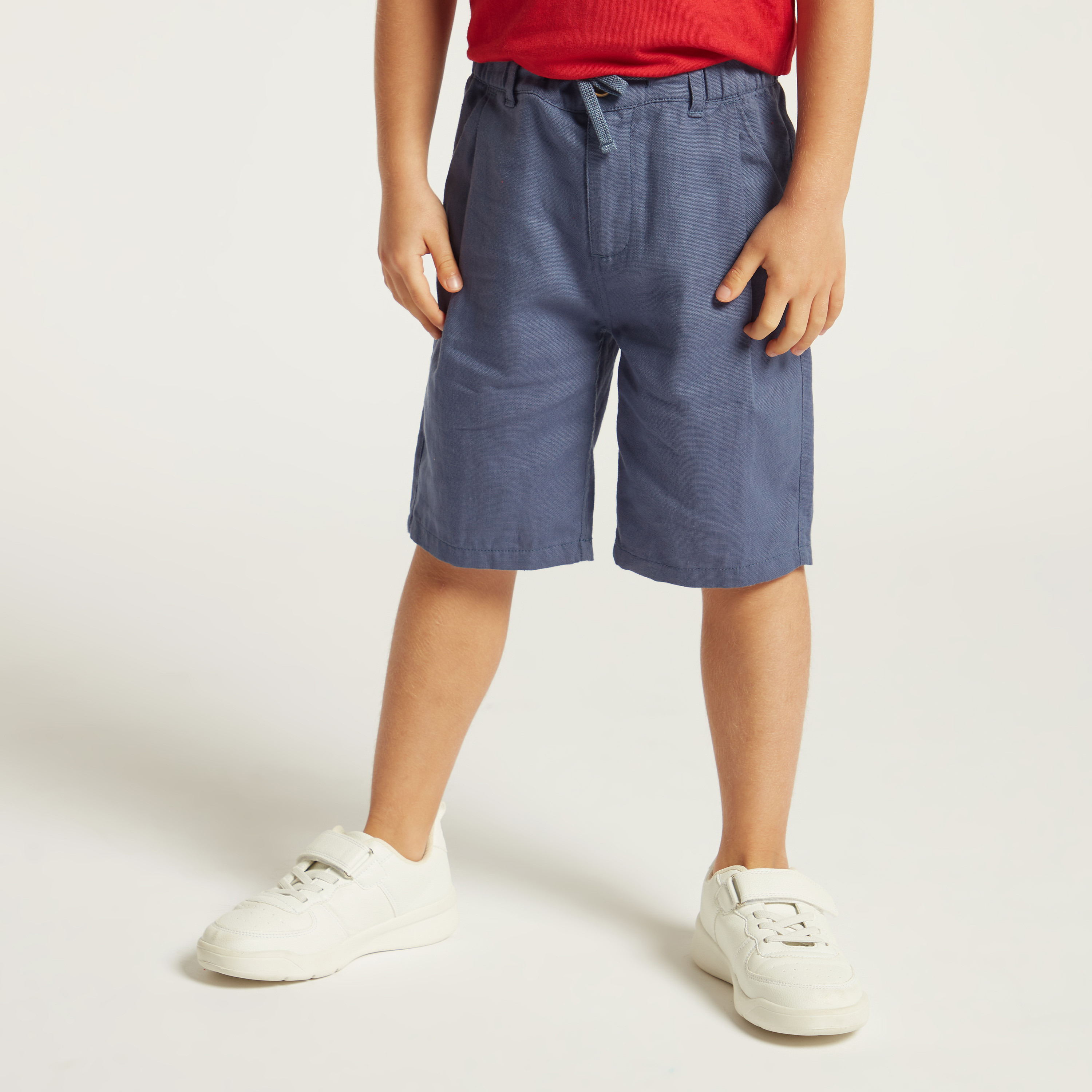 Eligo Solid Shorts with Pockets and Drawstring Closure-baby-boys-clothing-bottoms-shorts-image-2