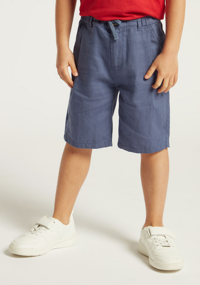 Solid Shorts with Pockets and Drawstring Closure-Shorts-image-1