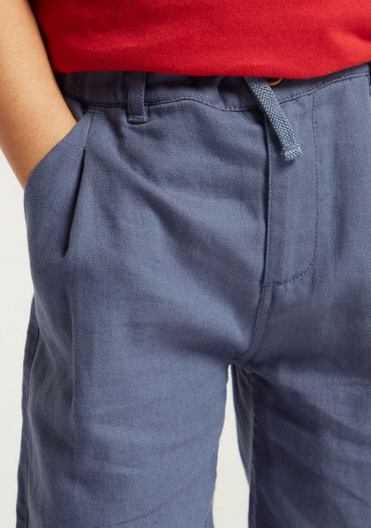 Solid Shorts with Pockets and Drawstring Closure
