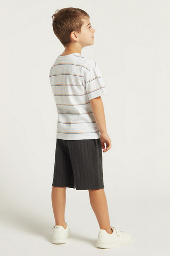 Striped T-shirt with Textured Shorts