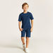 Striped Crew Neck T-shirt with Elasticated Waist Shorts-Clothes Sets-thumbnail-1