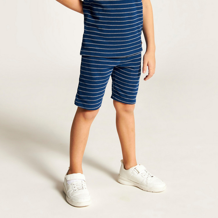 Striped Crew Neck T-shirt with Elasticated Waist Shorts