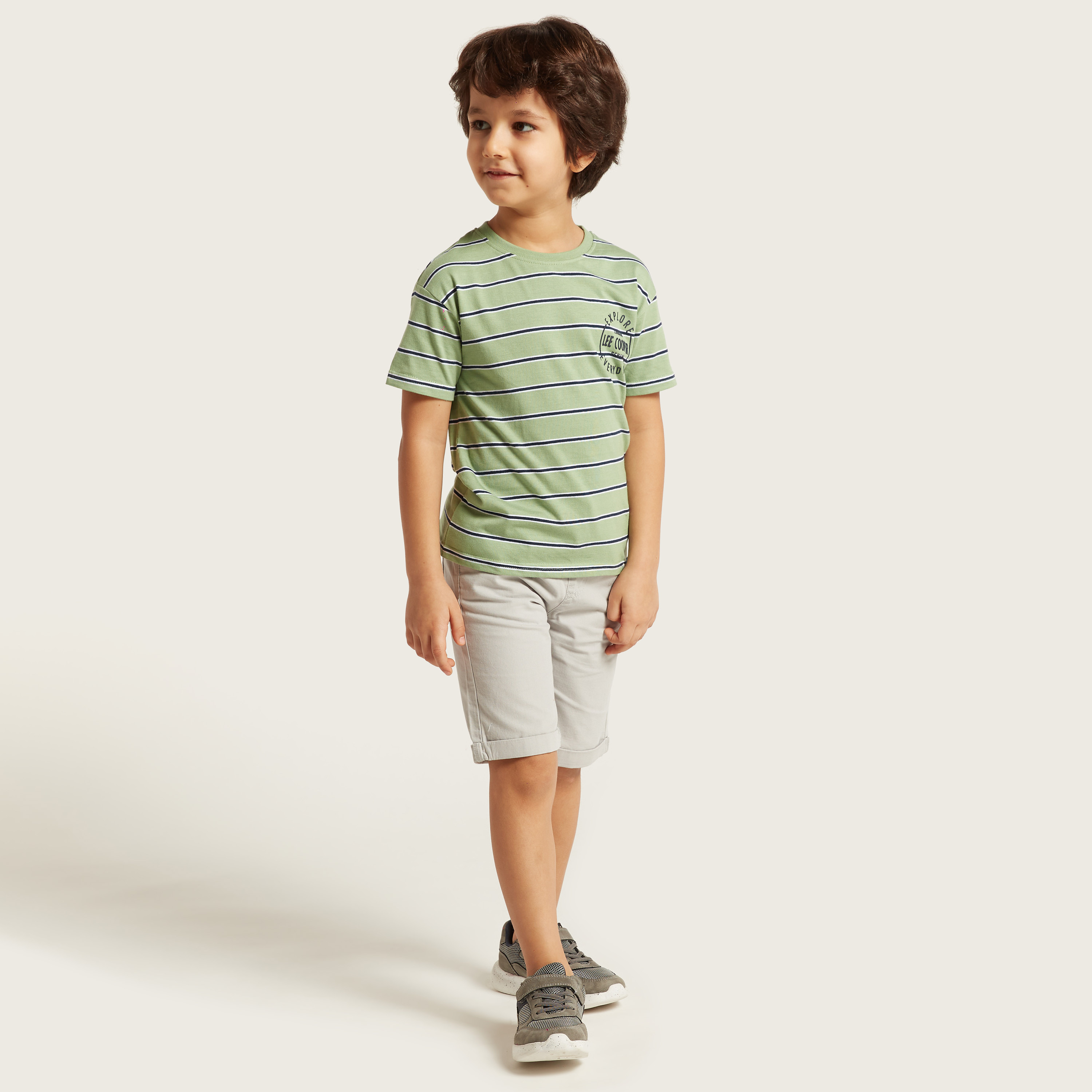 Lee Cooper Striped Crew Neck T-Shirt with Short Sleeves-boys-clothing-tshirtsandpolos-image-2