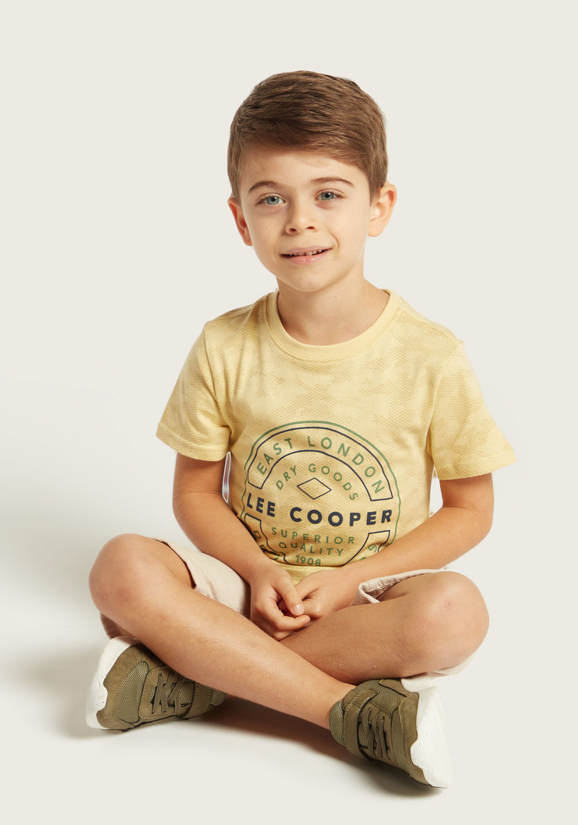 Lee Cooper Graphic Print T-shirt with Short Sleeves-T Shirts-image-0