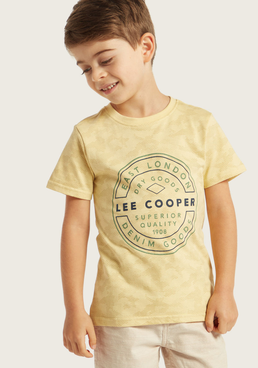 Lee Cooper Graphic Print T-shirt with Short Sleeves-T Shirts-image-1