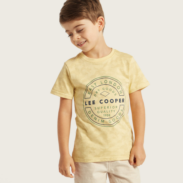 Lee Cooper Graphic Print T-shirt with Short Sleeves