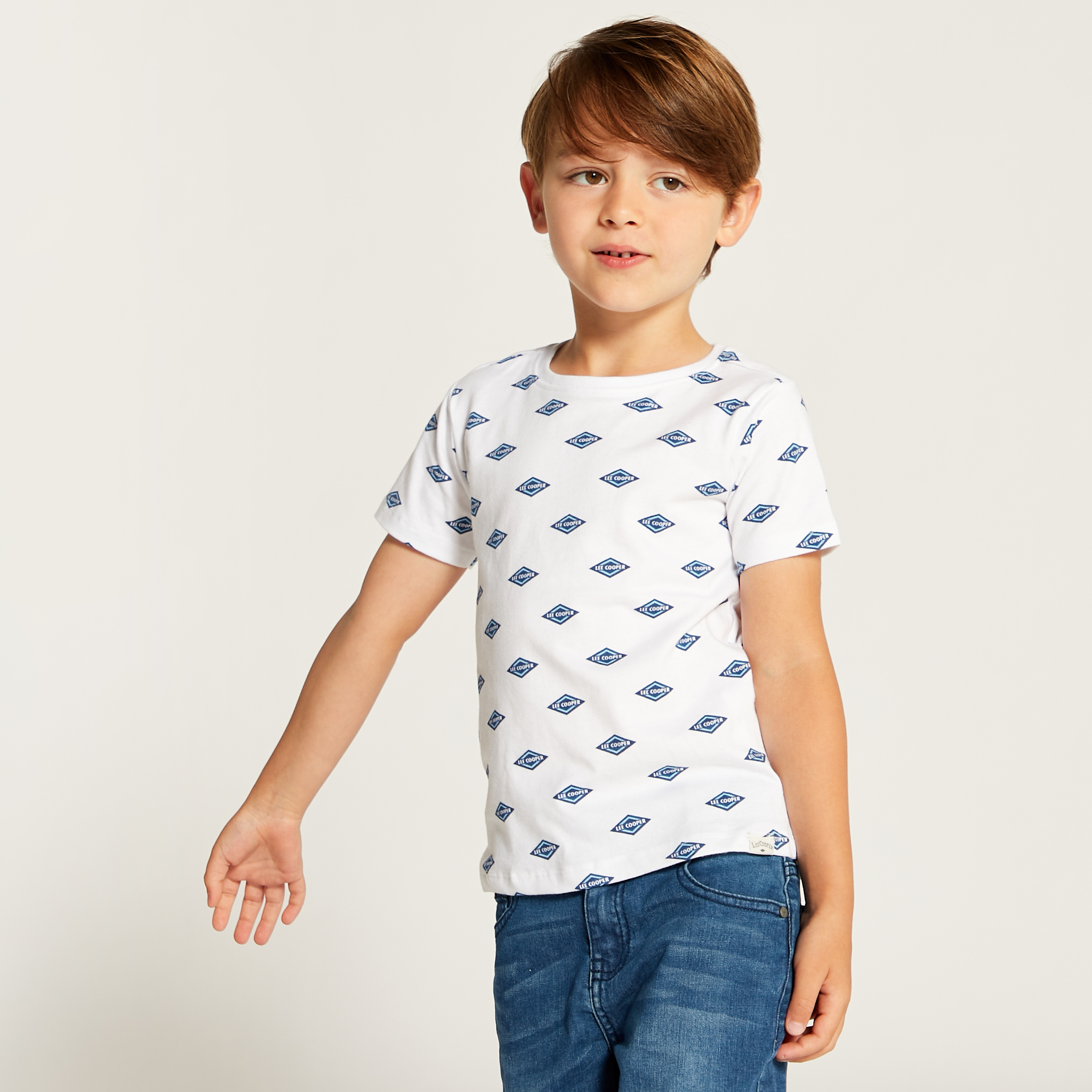 Lee Cooper Printed Crew Neck T-shirt and Denim Shorts Set-boys-clothing-setsandcoords-image-3