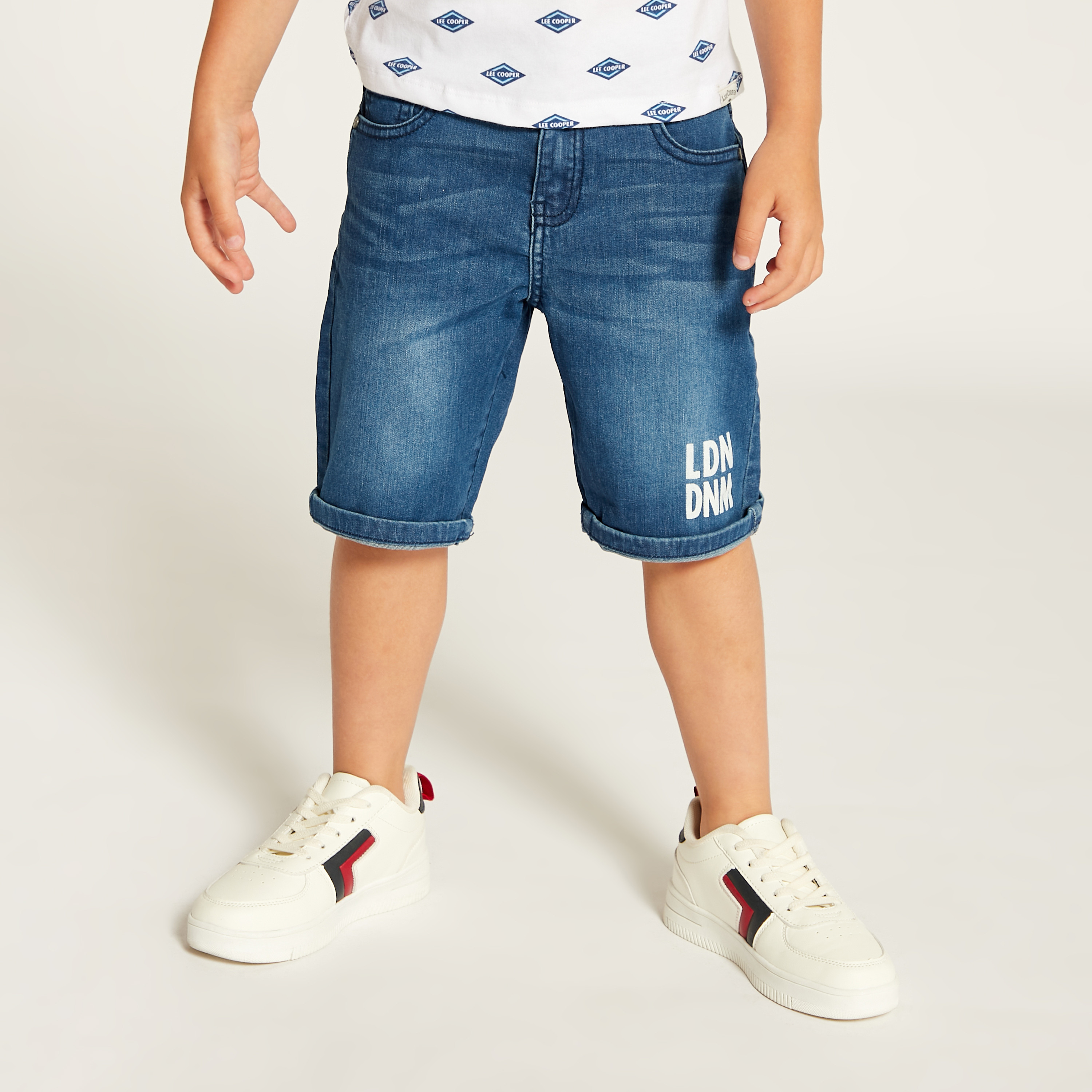 Lee Cooper Printed Crew Neck T-shirt and Denim Shorts Set-boys-clothing-setsandcoords-image-4