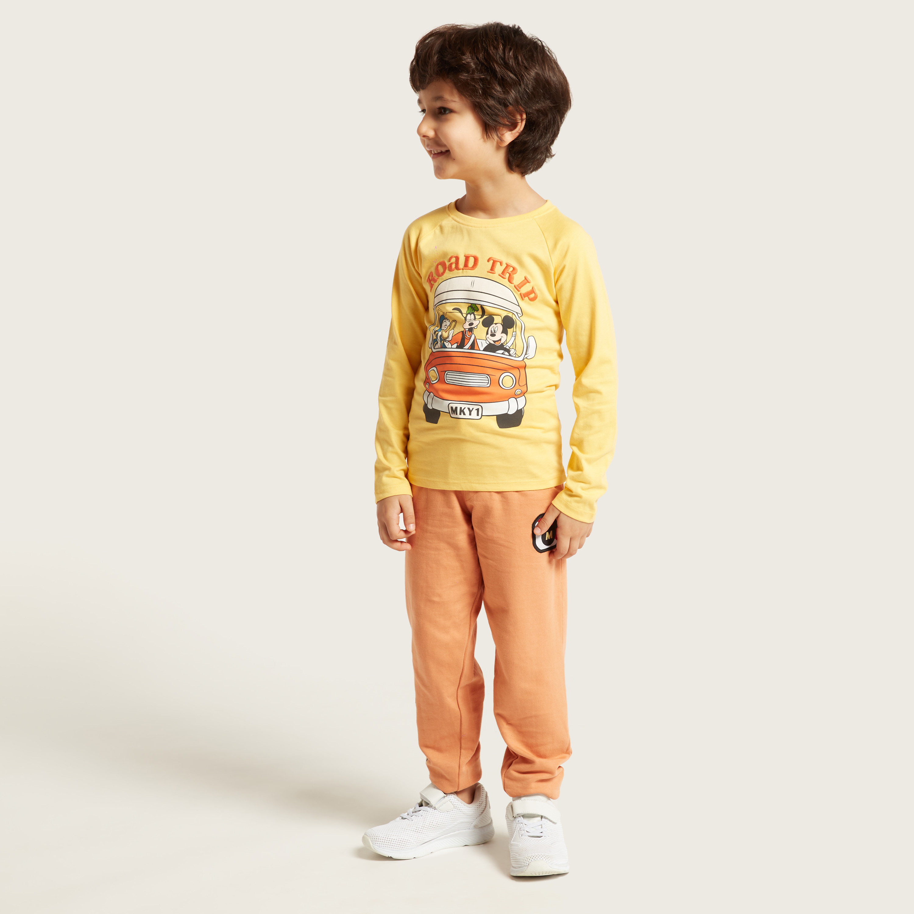 Disney Mickey Mouse Print T-Shirt with Long Sleeves-boys-clothing-tshirtsandpolos-image-2
