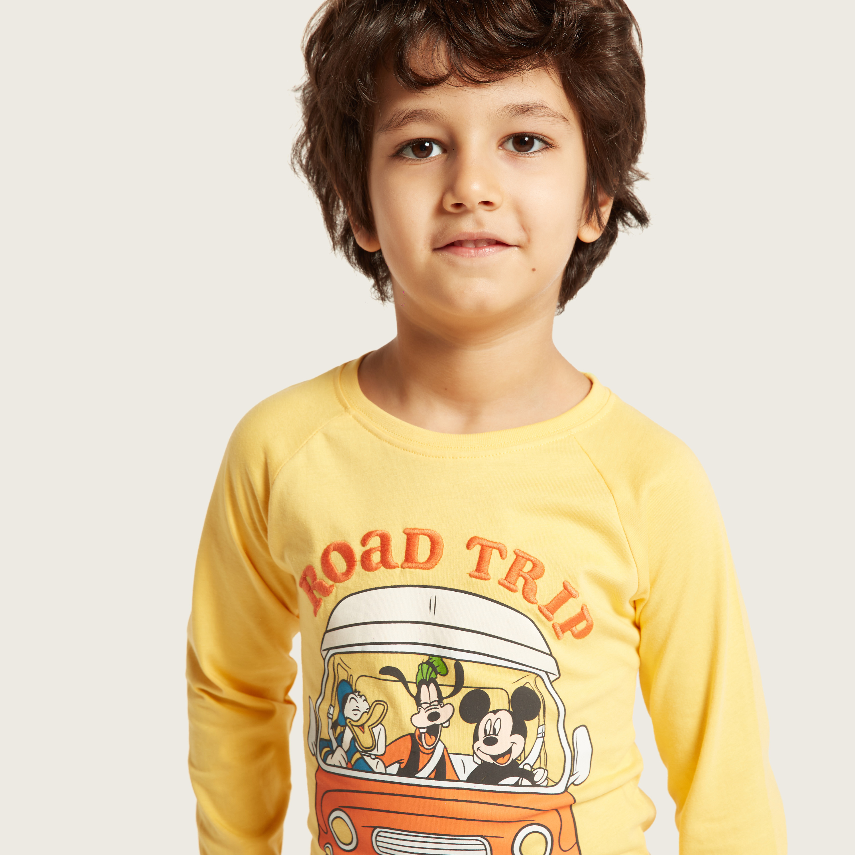 Disney Mickey Mouse Print T-Shirt with Long Sleeves-boys-clothing-tshirtsandpolos-image-3