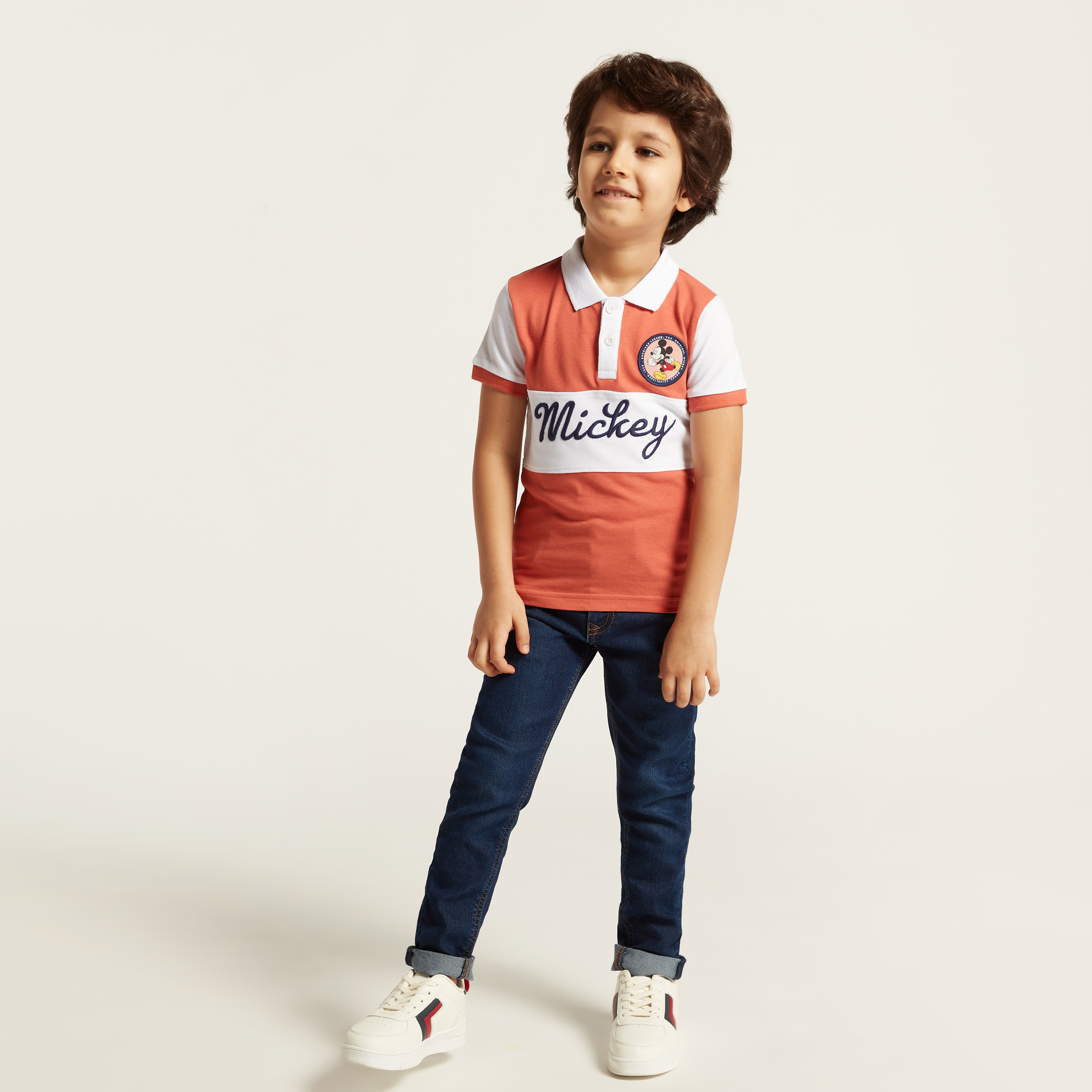 Disney Mickey Mouse Embroidered Polo T-shirt with Short Sleeves-boys-clothing-tshirtsandpolos-image-2