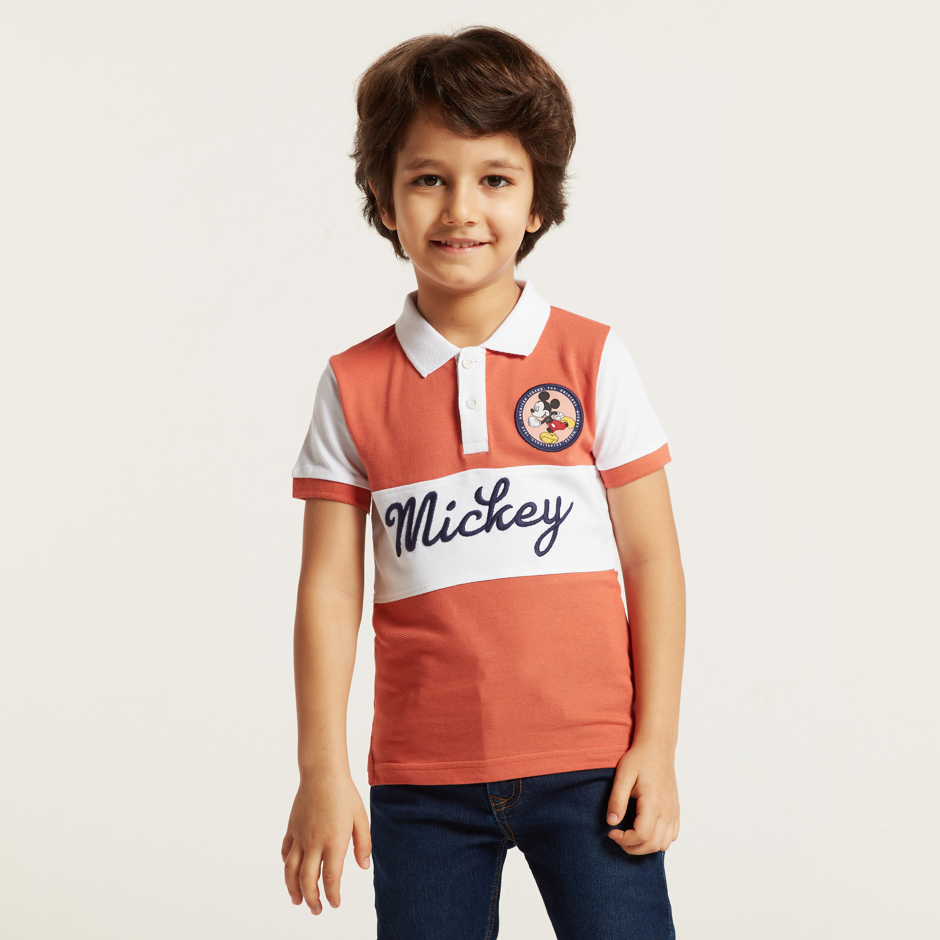 Disney Mickey Mouse Embroidered Polo T-shirt with Short Sleeves-boys-clothing-tshirtsandpolos-image-1
