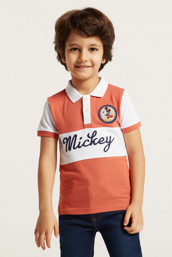 Disney Mickey Mouse Embroidered Polo T-shirt with Short Sleeves