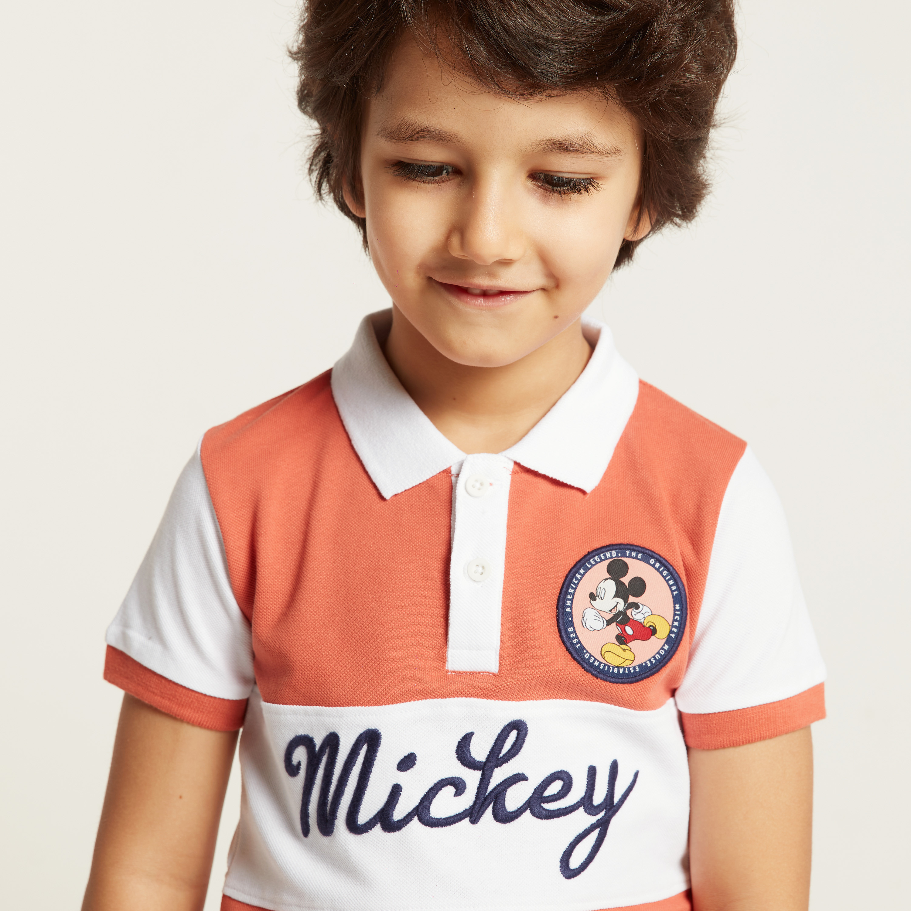 Disney Mickey Mouse Embroidered Polo T-shirt with Short Sleeves-boys-clothing-tshirtsandpolos-image-3