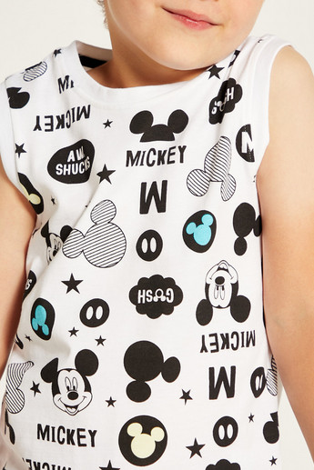 Disney All Over Mickey Mouse Print Sleeveless T-shirt