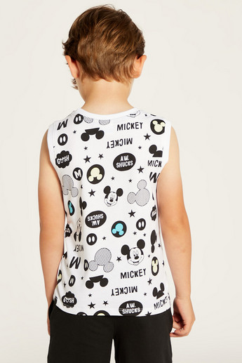 Disney All Over Mickey Mouse Print Sleeveless T-shirt