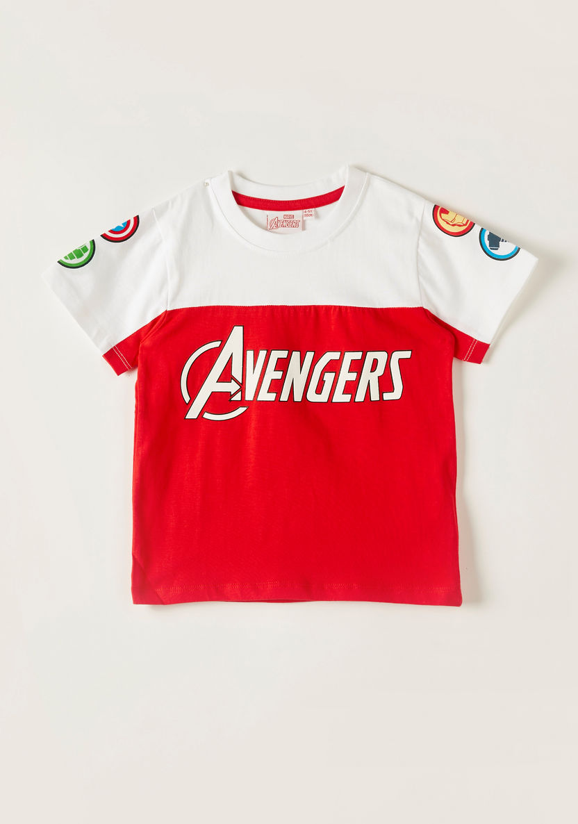 Avengers Graphic Print Round Neck T-shirt with Short Sleeves-T Shirts-image-0