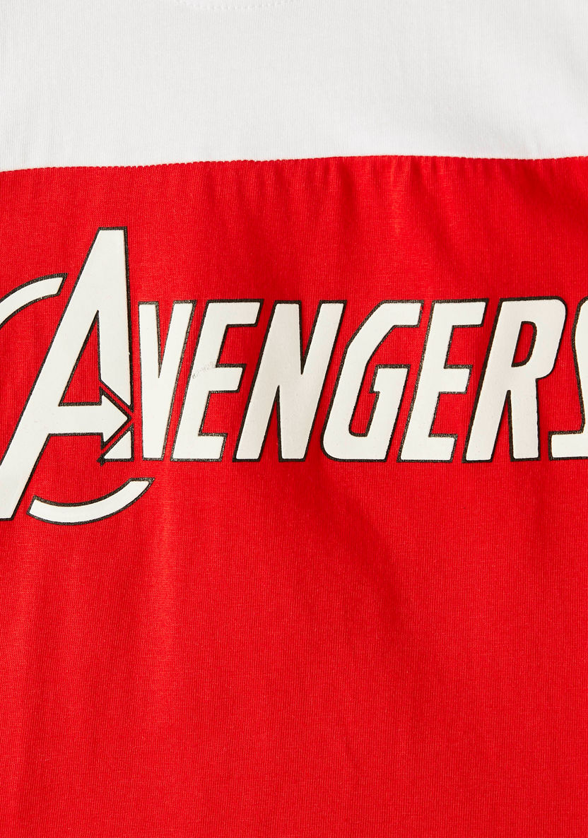 Avengers Graphic Print Round Neck T-shirt with Short Sleeves-T Shirts-image-1