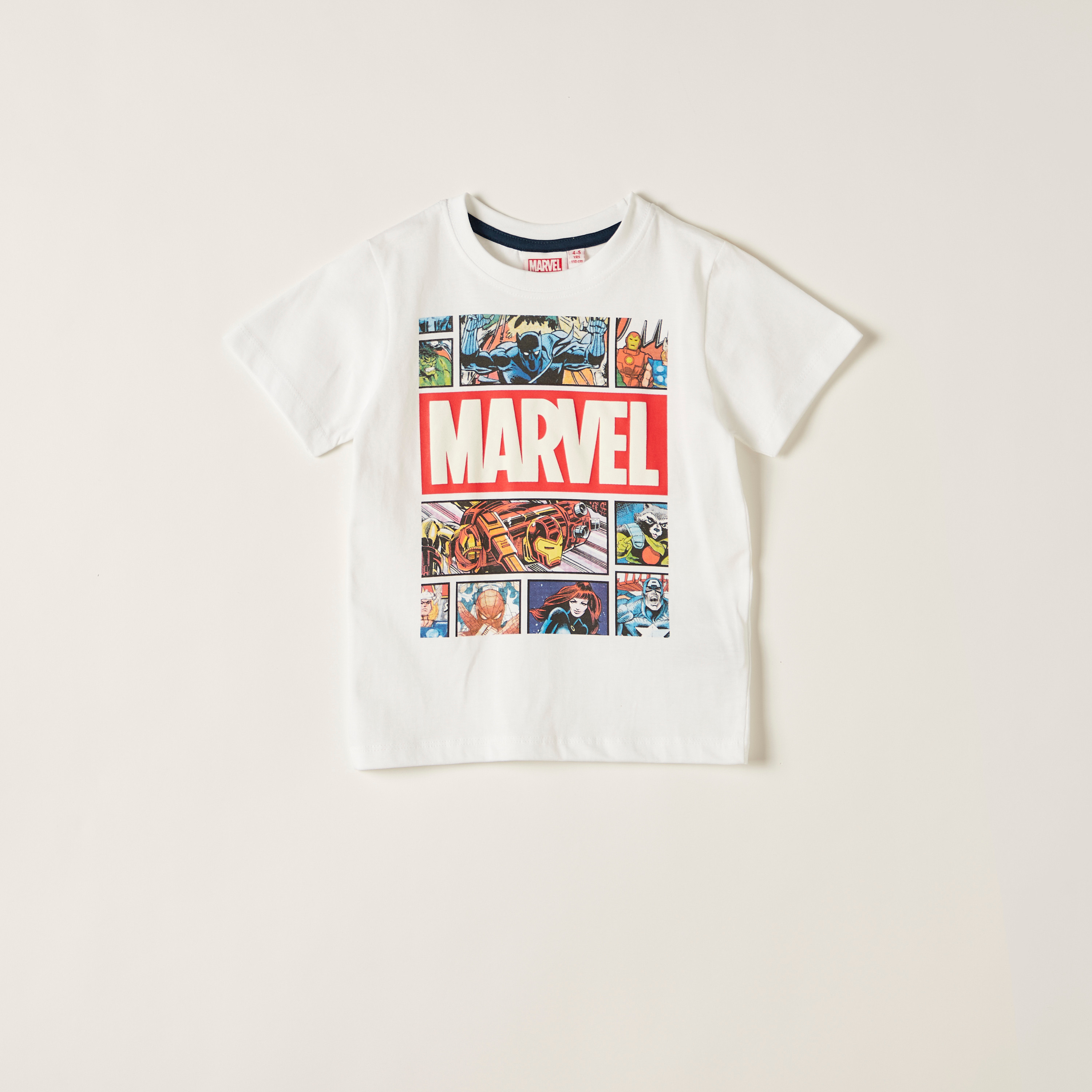 تيشيرت بياقة ضيقة وأكمام قصيرة وطبعات أفينجرز-boys-clothing-tshirtsandpolos-image-1