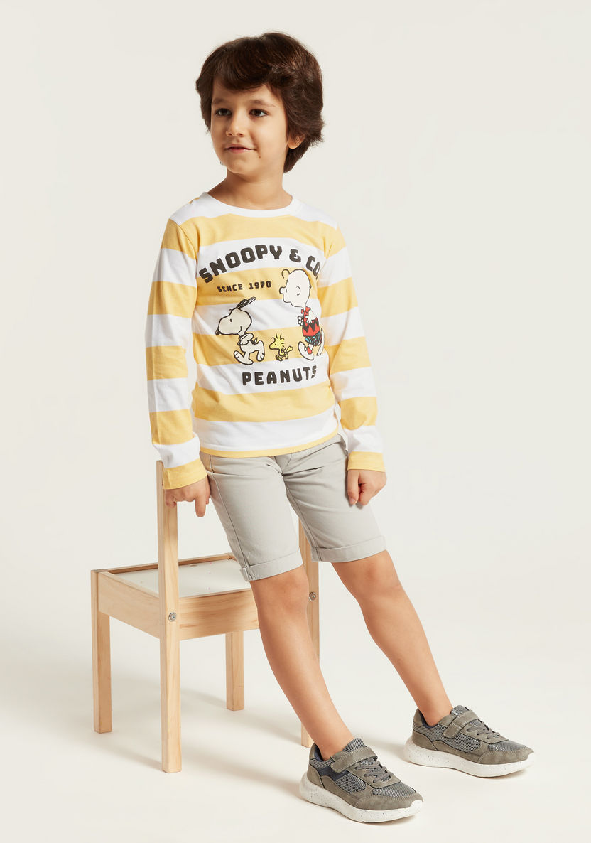 Snoopy Printed T-shirt with Crew Neck and Long Sleeves-T Shirts-image-0