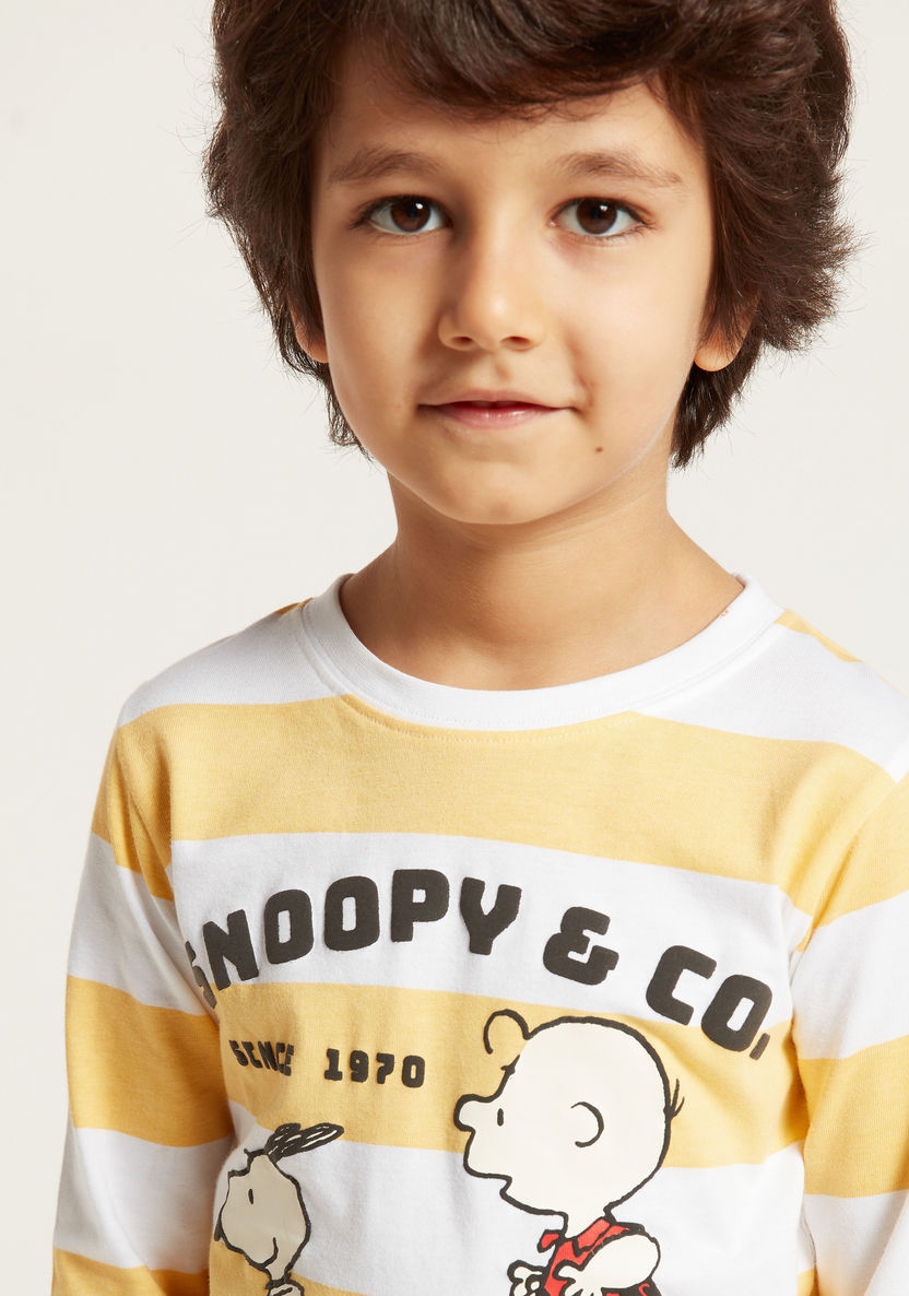 Snoopy Printed T-shirt with Crew Neck and Long Sleeves-T Shirts-image-2