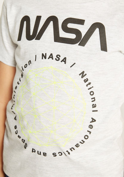 NASA Printed Crew Neck T-shirt with Short Sleeves