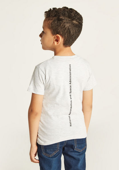 NASA Printed Crew Neck T-shirt with Short Sleeves-T Shirts-image-3