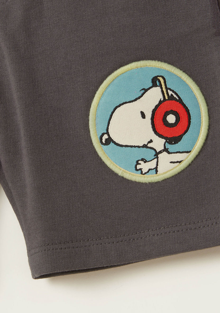 Snoopy Print Shorts with Pockets and Drawstring Closure-Shorts-image-2